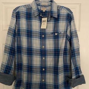 Lucky Brand Men’s Button Up Shirt Blue Plaid Size Small 100% Cotton Brand New